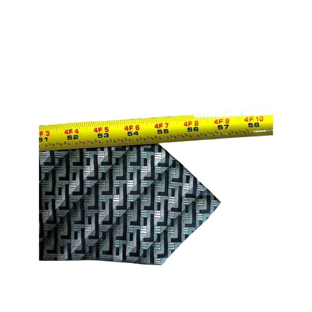 Arrow 100% Silk Mens Tie Geometric Green Black New With Tags Vintage Pointed 57” - Picture 7 of 7